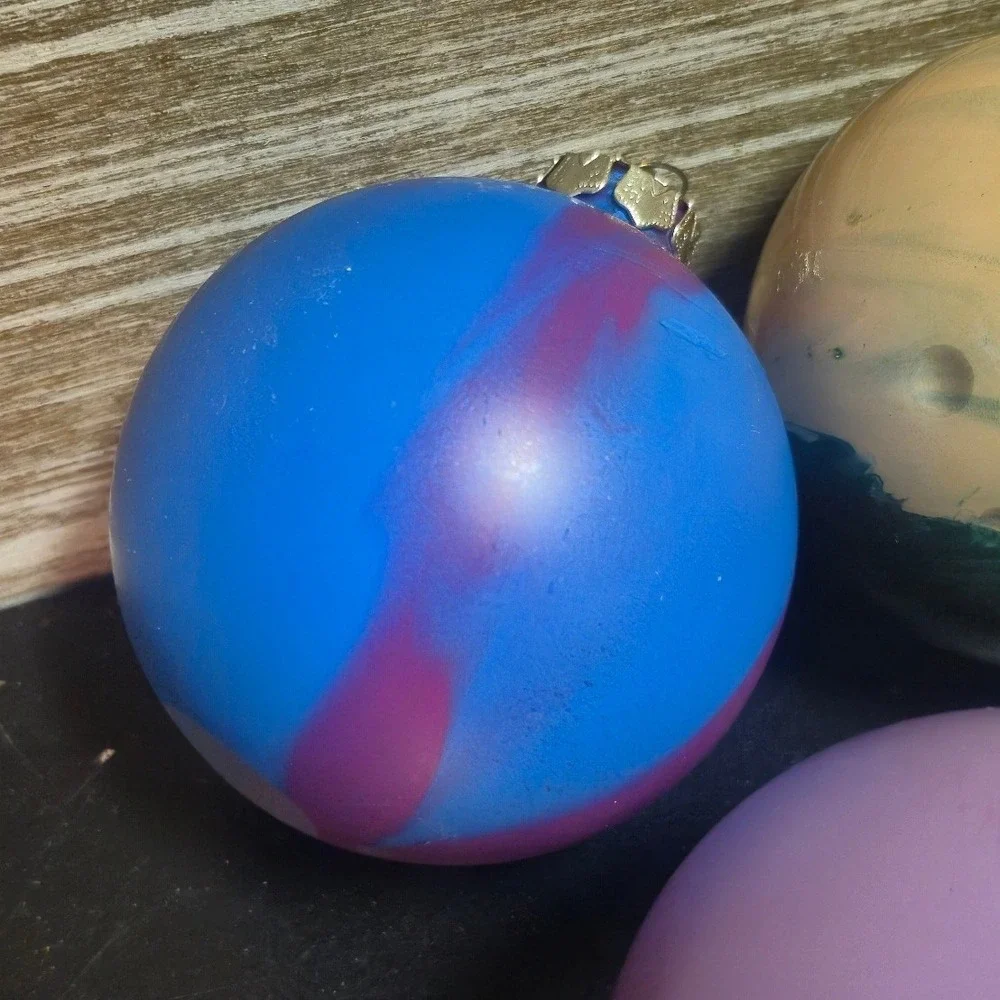 Set of 8 Hand Painted Swirl Glass Ball Christmas Ornaments Multicolor 3 Inch